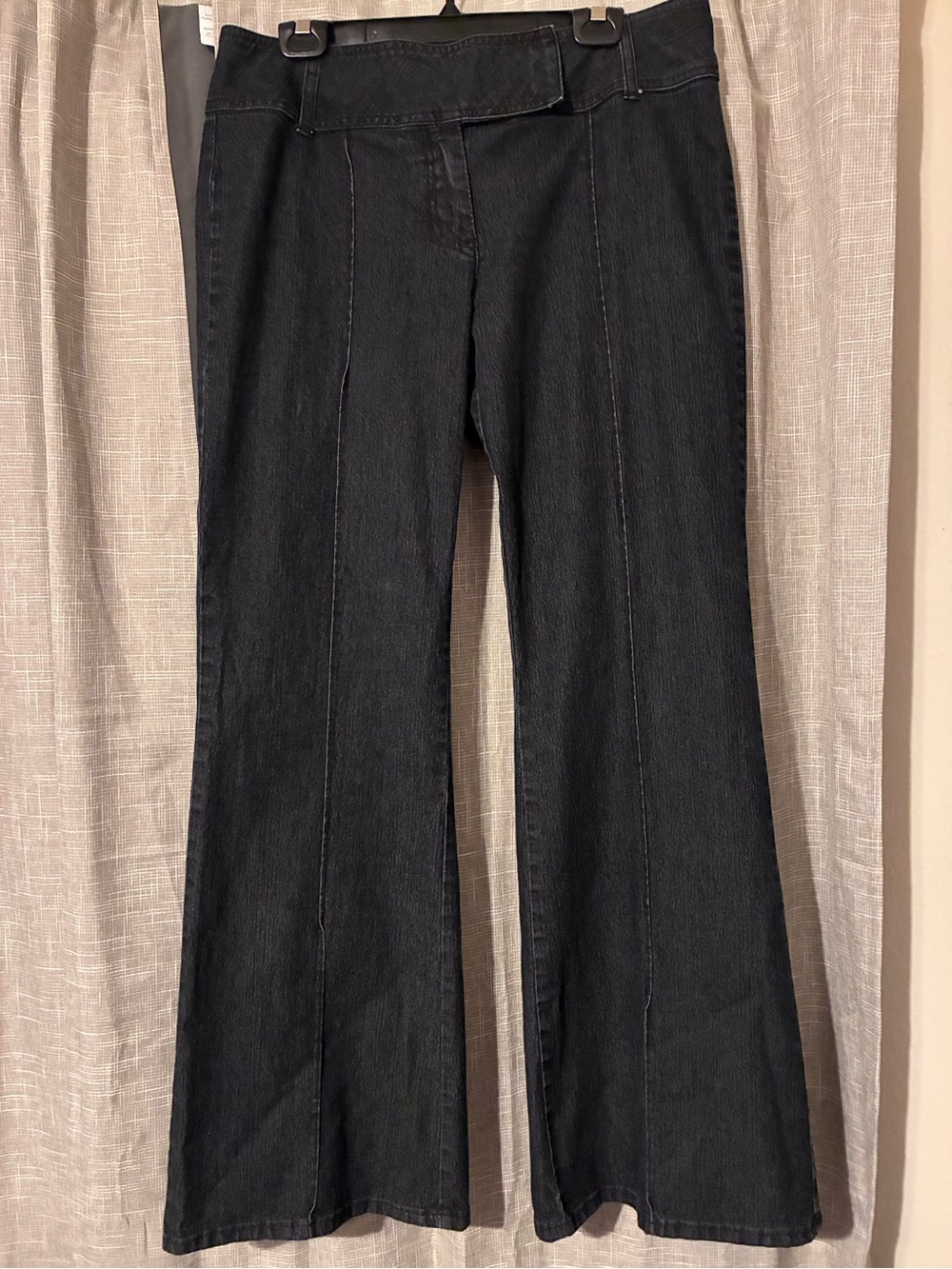 Bisou Bisou Michele Bohbot Pintuck Seam Flare Trouser Jeans Dark Wash 14